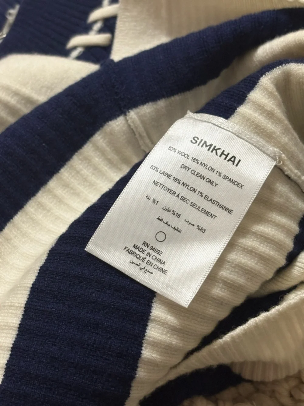 Simkhai Noah Mock Neck Mini Sweater Dress in Midnight Stripe Sz Small
